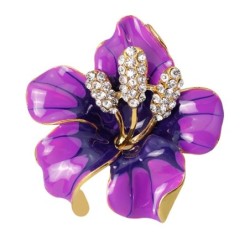Purple flower with crystals - pin broochBrooches