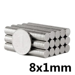 N35 - neodymium magneet - sterke ronde schijf - 8mm * 1mmN35