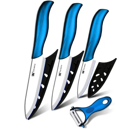 Keramische messen met deksels / dunschiller - Set van 4 stuksKeramisch