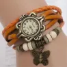 Vintage multi layer armband - met Quartz horloge - kralen / vlinderArmbanden