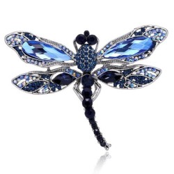 Blauwe kristallen libelle - brocheBroches