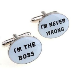 "Ich bin der Boss" / Ich liege nie falsch" - silberne Manschettenknöpfe
