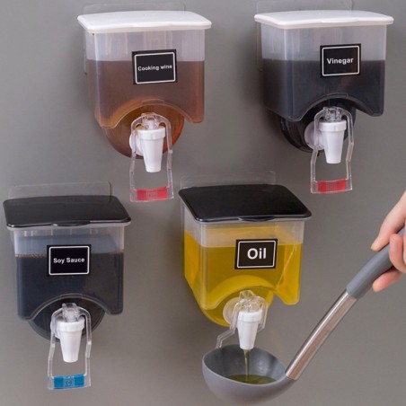 Öl-/Flüssigkeits-/Essigspender - transparenter Behälter mit Deckel - Wandmontage