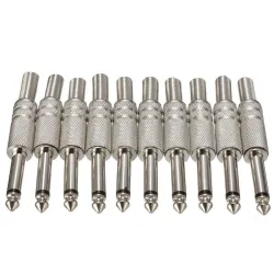 1/4" Mono audio jack metaal - 6.35mm - 75 * 15mm - 10 stuksPluggen