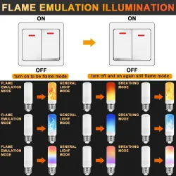 LED vlamlamp - vuureffect lamp - 3 standen - 5W - E27 - E12 - E14 - B22E14