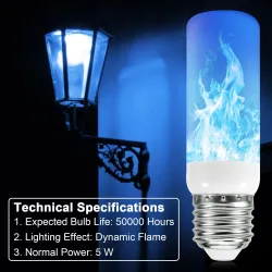 LED vlamlamp - vuureffect lamp - 3 standen - 5W - E27 - E12 - E14 - B22E14