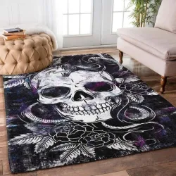 Decoratief geometrisch tapijt - antislip - witte schedelTapijten