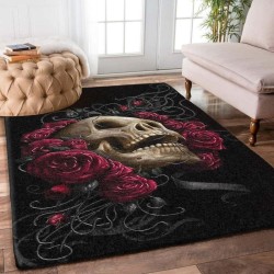 Decoratief geometrisch tapijt - antislip - schedel / rode rozenTapijten