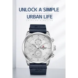 NAVIFORCE - modieus quartz horloge - lederen band - waterdicht - rosé goud/zwartHorloges