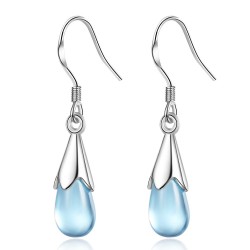 Wassertropfen aus blauem Glas - Ohrringe aus Sterlingsilber