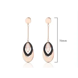 Rose gold long earrings - triple oval circlesEarrings