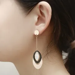 Rose gold long earrings - triple oval circlesEarrings