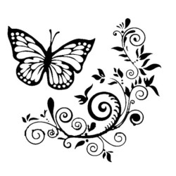 Dekorativer Autoaufkleber - Schmetterling / Blumen