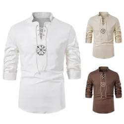 Katoenen overhemd met lange mouwen - met opstaande kraagT-Shirts