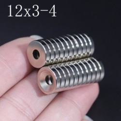 N35 - Neodym-Magnet - starke runde Scheibe - 12 mm * 3 mm - mit 4 mm Loch