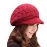 Knitted winter wool hat with visorHats & Caps