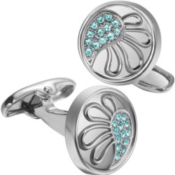 Elegante ronde manchetknopen - met blauwe kristallenManchetknopen