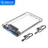 ORICO - 2.5inch - transparante HDD behuizing - met kabel - type C Gen 2 - USB3.1HDD behuizing
