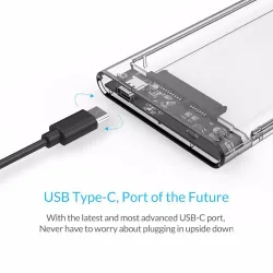 ORICO - 2.5inch - transparante HDD behuizing - met kabel - type C Gen 2 - USB3.1HDD behuizing