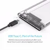 ORICO - 2.5inch - transparante HDD behuizing - met kabel - type C Gen 2 - USB3.1HDD behuizing