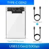 ORICO - 2.5inch - transparante HDD behuizing - met kabel - type C Gen 2 - USB3.1HDD behuizing