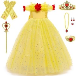 Elegante off-shoulder jurk - geel meisjeskostuumKostuums