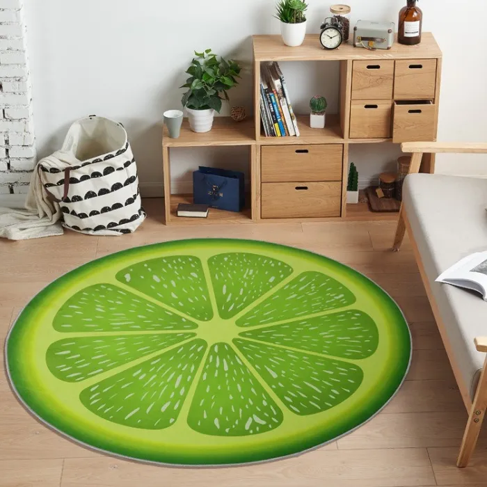 Decoratief rond tapijt - fruitpatroon - limoenTapijten