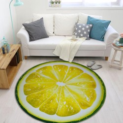Dekorativer runder Teppich - Fruchtmuster - Zitrone