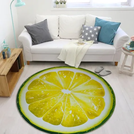 Decoratief rond tapijt - fruitpatroon - citroenTapijten