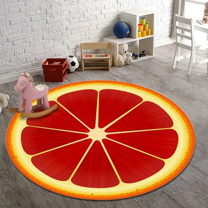 Decoratief rond vloerkleed - fruitpatroon - pompelmoesTapijten