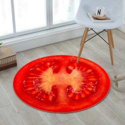 Dekorativer runder Teppich - Fruchtmuster - Tomate
