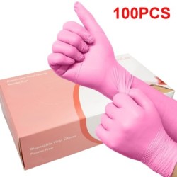 Wegwerphandschoenen vinyl - multifunctioneel - waterdicht - food grade - roze - 100 stuksUiterlijk & Gezondheid