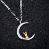 Crescent moon / golden rabbit pendant - silver necklaceNecklaces