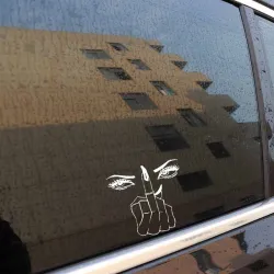 Vinyl autosticker - ogen / middelvingerStickers