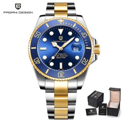 Pagani Design - automatisch edelstalen horloge - waterdicht - goud/blauwHorloges