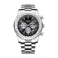 LUIK - luxe quartz horloge - lichtgevend - edelstaal - waterdicht - zwartHorloges