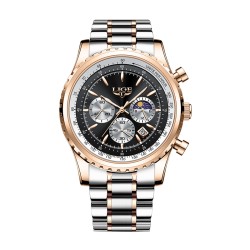 LUIK - luxe quartz horloge - lichtgevend - edelstaal - waterdicht - roségoud / zwartHorloges