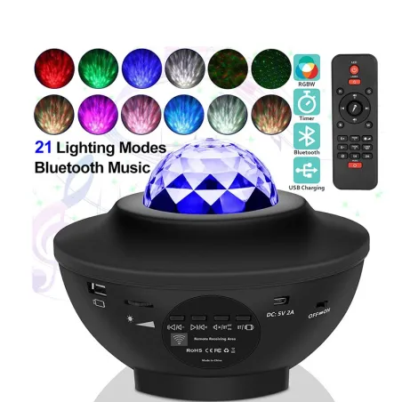 LED-nachtlampje - sterrenhemelprojector - geluidsgestuurde Bluetooth-luidsprekerBluetooth Luidsprekers