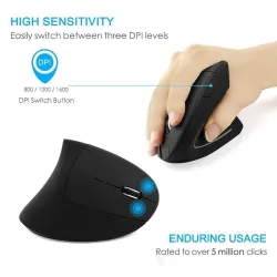Ergonomische verticale draadloze muis - USB - optisch - 1600 DPI 6D - met LED-verlichtingMuizen