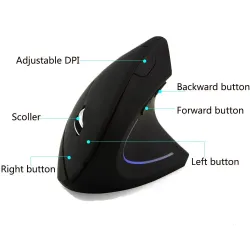 Ergonomische verticale draadloze muis - USB - optisch - 1600 DPI 6D - met LED-verlichtingMuizen