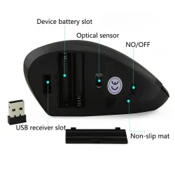 Ergonomische verticale draadloze muis - USB - optisch - 1600 DPI 6D - met LED-verlichtingMuizen