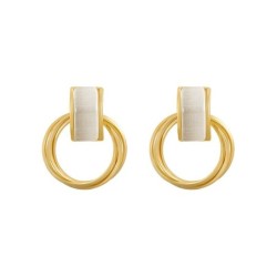 Elegante gouden ronde oorbellen - met witte opaalOorbellen