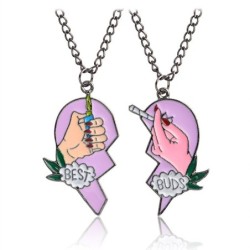 Heart shaped pendant with necklace - "Best Friends" - 2 piecesHalskettingen