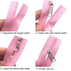 Fabric zipper - with 10 sliders - 5mTextile
