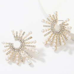 Sonnenblumenförmige Ohrringe – mit Kristallen/Perlen