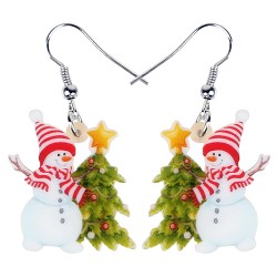 Weihnachtsohrringe - Emaille-Schneemänner / Weihnachtsbaum