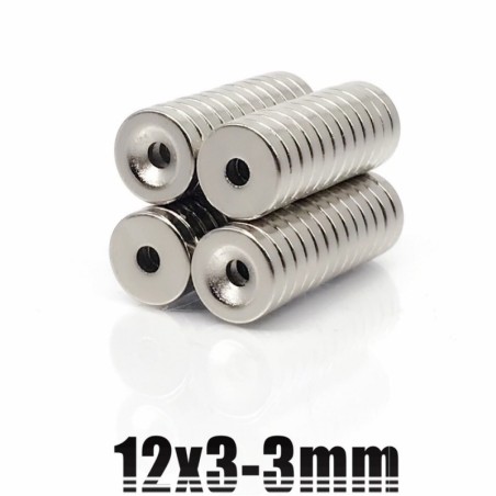 N35 - neodymium magneet - sterke ronde schijf - 12mm * 3mm - met 3mm gatN35