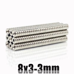 N35 – Neodym-Magnet – starke runde Scheibe – 8 mm * 3 mm – mit 3 mm Loch