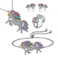 Jewellery set with crystal unicorn - necklace - bracelet - ring - earringsJewellery Sets