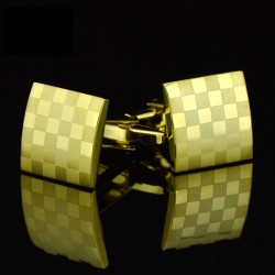 Vierkante gouden manchetknopen - laser check boardManchetknopen